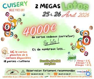 Affiche du loto 2 mégas lotos les 25 et 26 avril