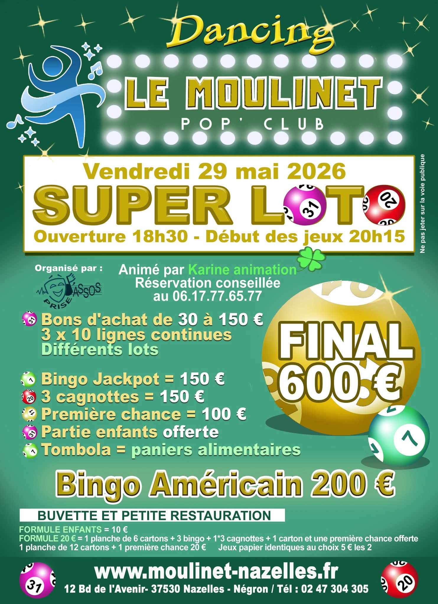 Affiche du loto Super loto le Moulinet Pop Club