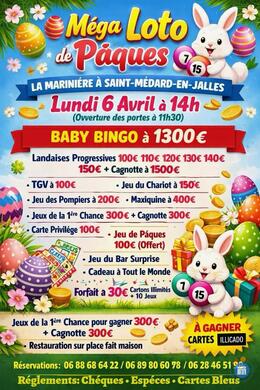 Image du loto Méga Loto de Pâques à la Marinière, landaises progressives, grosses cagnottes