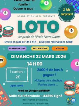 Image du loto Loto APEL école Notre Dame