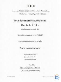 Image du loto Loto amities loisirs animations