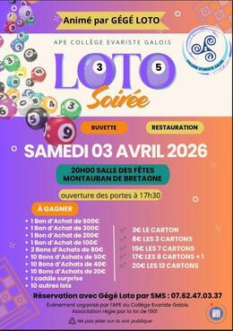Image du loto Super loto APE Evariste Galois anim Gégé loto