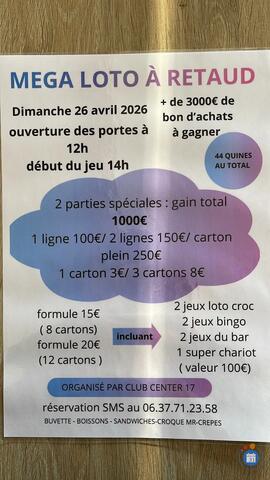 Affiche du loto Loto Organisé par le Club Center 17