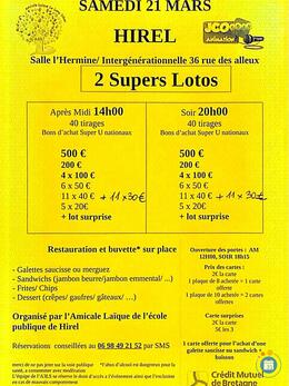 Image du loto 2 supers lotos APE école publique d'Hirel avec JCO