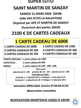 Image du loto Super loto organise par ape st martin de sanzay