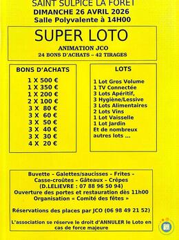 Image du loto Super loto du Comité des Fêtes St Sulpice avec JCO