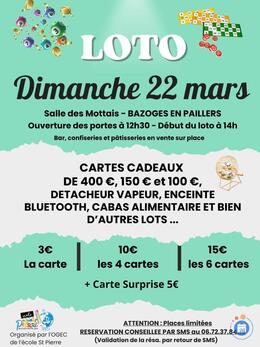 Image du loto Loto organisé par l'Ogec de l'Ecole