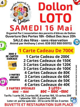 Image du loto loto association des parents d'éleve de dollon