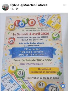 Image du loto Loto du club des aînés de zermezeele