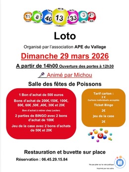 Image du loto Loto de l’association APE du Vallage