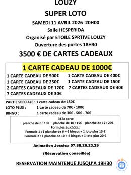 Affiche du loto Super loto organise par etoile sportive louzy
