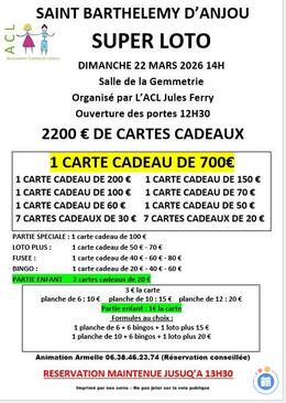 Image du loto Super loto organisé par l'ACL Jules Ferry