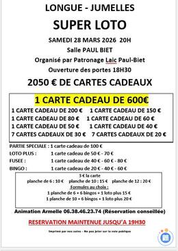 Image du loto Super loto organisé par PATRONAGE LAIC PAUL BIET