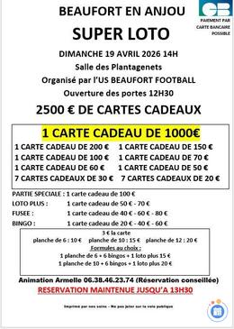 Image du loto Super loto organisé par l'US FOOTBALL BEAUFORT