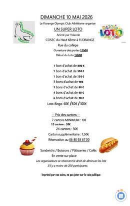 Image du loto Grand Loto du Florange Olympic Club Athlétisme