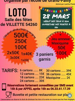 Image du loto LOTO École de Grand-Failly animé par Laetitia Platel