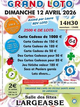 Affiche du loto Grand loto anime par laura rdv loto A LARGEASSE