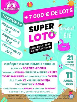 Image du loto SUPER LOTO SPECIAL ETE du Comité des Fêtes de Saverdun