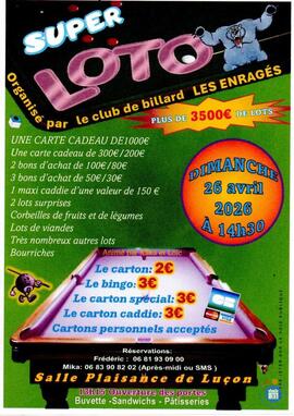Image du loto Super loto organisé par le club de billard (Les Enragés)
