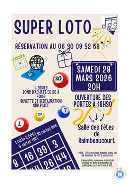 Image du loto Loto de l'école de musique intercommunale de Raimbeaucourt
