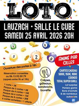 Image du loto LOTO Samedi 25 avril Lauzach salle Le Cube Animée par Gilles