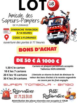 Image du loto Loto de l'amicale des sapeurs-pompiers de florange