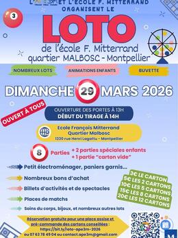 Image du loto Loto de l'Ecole Mitterrand, Malbosc, Montpellier par l'APE3M