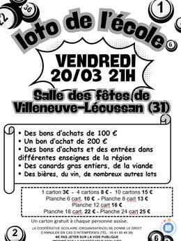 Image du loto Loto de l'école de Villeneuve Lécussan