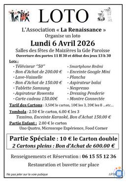 Affiche du loto LOTO de La Renaissance