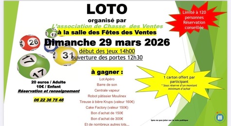 Image du loto Super Loto organisé par la société de chasse des Ventes