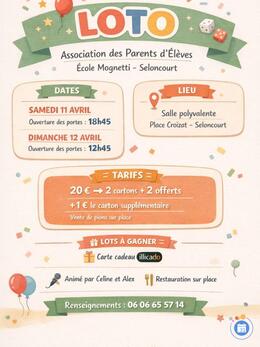 Image du loto Loto - asso parents élèves école mognetti