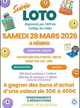 Image du loto Loto APE du collège de l Albe Albestroff à NEBING