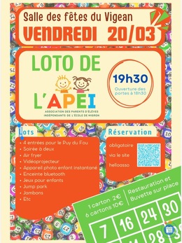 Image du loto Loto de l’APEI de l’école primaire Migron