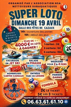 Image du loto LOTO NSA NETTOYEURS SUBAQUATIQUE - LA SALLE DES FÊTES DE CAZAUX