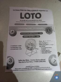 Image du loto LOTO LIONSCLUB Creutzwald au Profit de la Sécurité des Aînés