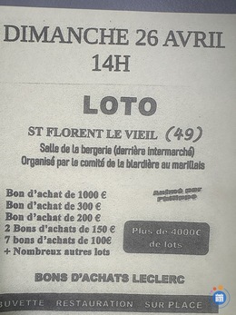 Image du loto Loto à St Florent le vieil
