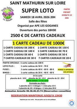 Image du loto Super loto organisé par l'APE LES GOGANES