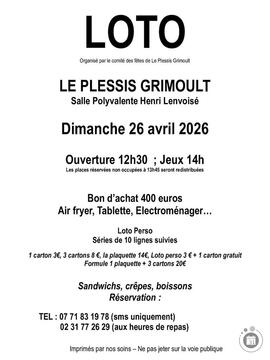 Affiche du loto loto du comité des fêtes
