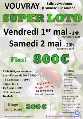 Image du loto Loto association Nouvel Haïr animé par Karine