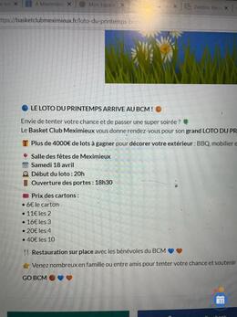 Affiche du loto Loto du Printemps du Basket de Meximieux