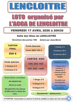 Image du loto ACCA LENCLOITRE animé par JEAN MARIE