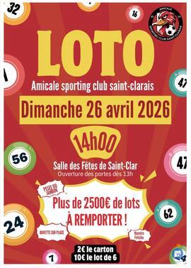 Affiche du loto Loto de l’Amicale du Sporting Club Saint-Clarais