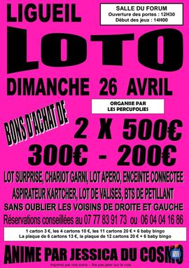 Affiche du loto Super loto des perçu animé par jessica du cosmo