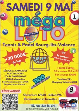 Image du loto Méga Loto Tennis et Padel Bourg-lès-Valence