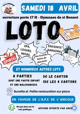 Image du loto LOTO de l' A.P.E. de l' ANCOLIE