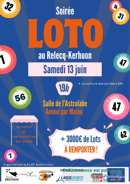 Affiche du loto Loto au Relecq-Kerhuon animé par Malou