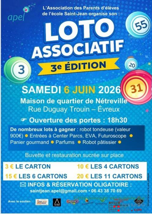Affiche du loto Loto de l'APEL ST JEAN