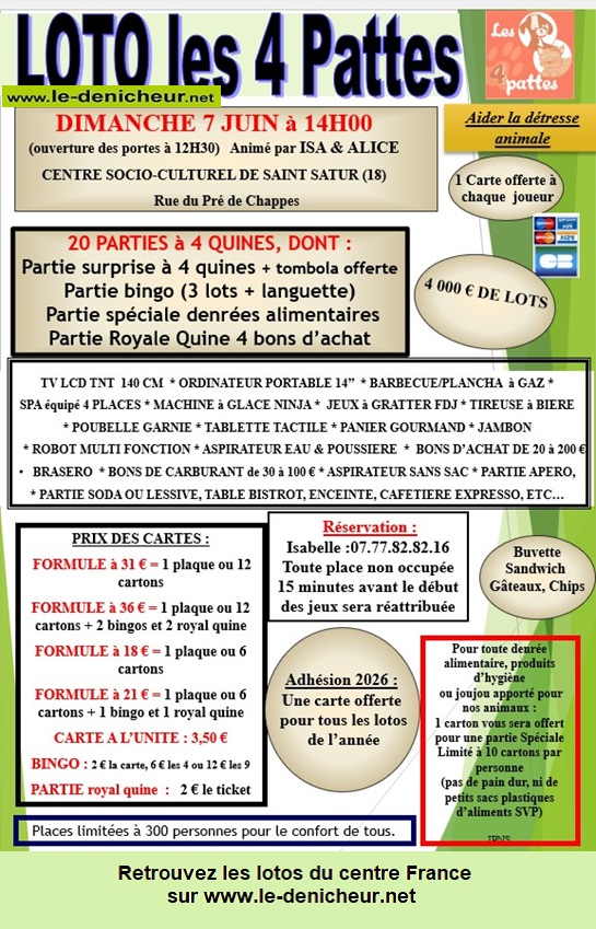 Affiche du loto Loto des 4 Pattes *