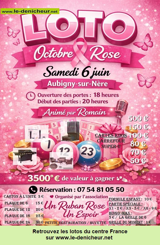 Affiche du loto Loto de "Un Ruban Rose Un Espoir"