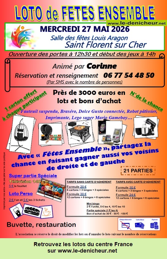 Affiche du loto Loto de Fêtes Ensemble de Ste-Thorette *